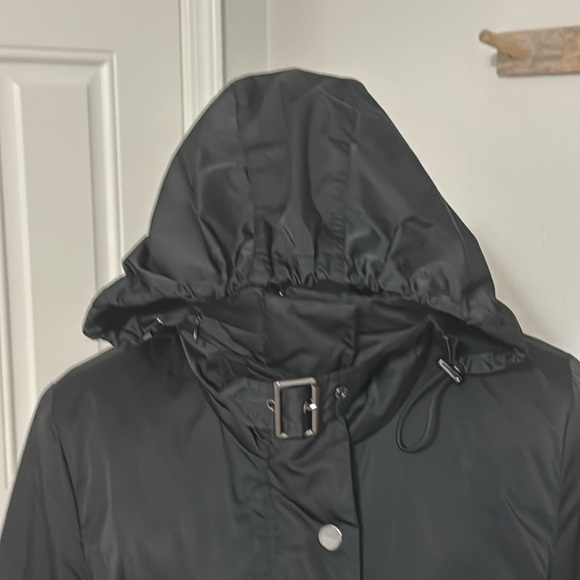 ZARA‎ Black Down Coat Long Jacket hood Winter Snow size XS Extra Small Faux Fur - Picture 6 of 10